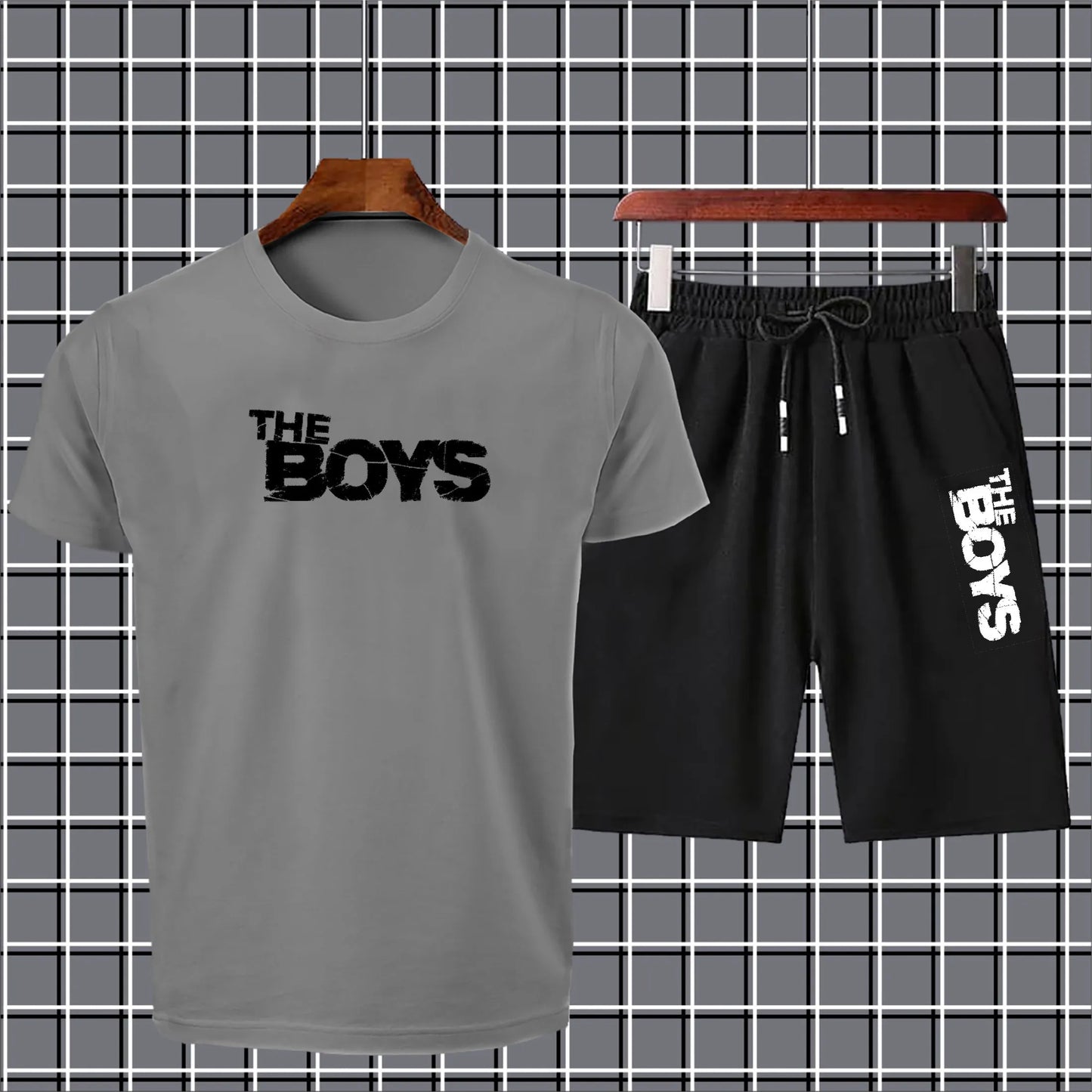 Black new arrival 2 pc summer short tracksuit for men and boys
