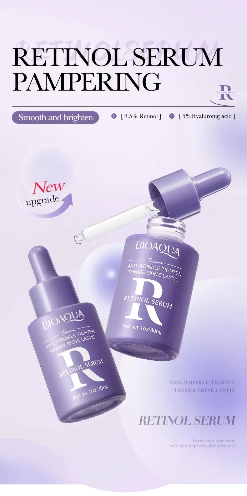 BIOAQUA Retinol 4 Pcs Facial Series Cleansing Removing Residual Anti Wrinkle Firming Whitening Moisturizing Brightening Cream Skin Care Facial Kit