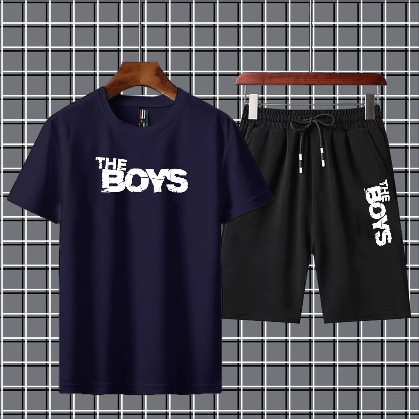 Black new arrival 2 pc summer short tracksuit for men and boys