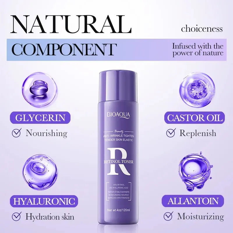 BIOAQUA Retinol 4 Pcs Facial Series Cleansing Removing Residual Anti Wrinkle Firming Whitening Moisturizing Brightening Cream Skin Care Facial Kit