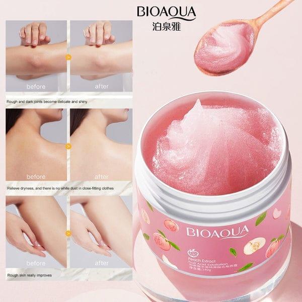 BIOAQUA Peach Whitening Brightening Moisturizer Exfoliating Facial Scrub Gel with Peach Extract, Fruit Acid Exfoliating Peeling Cream Gel 140g
