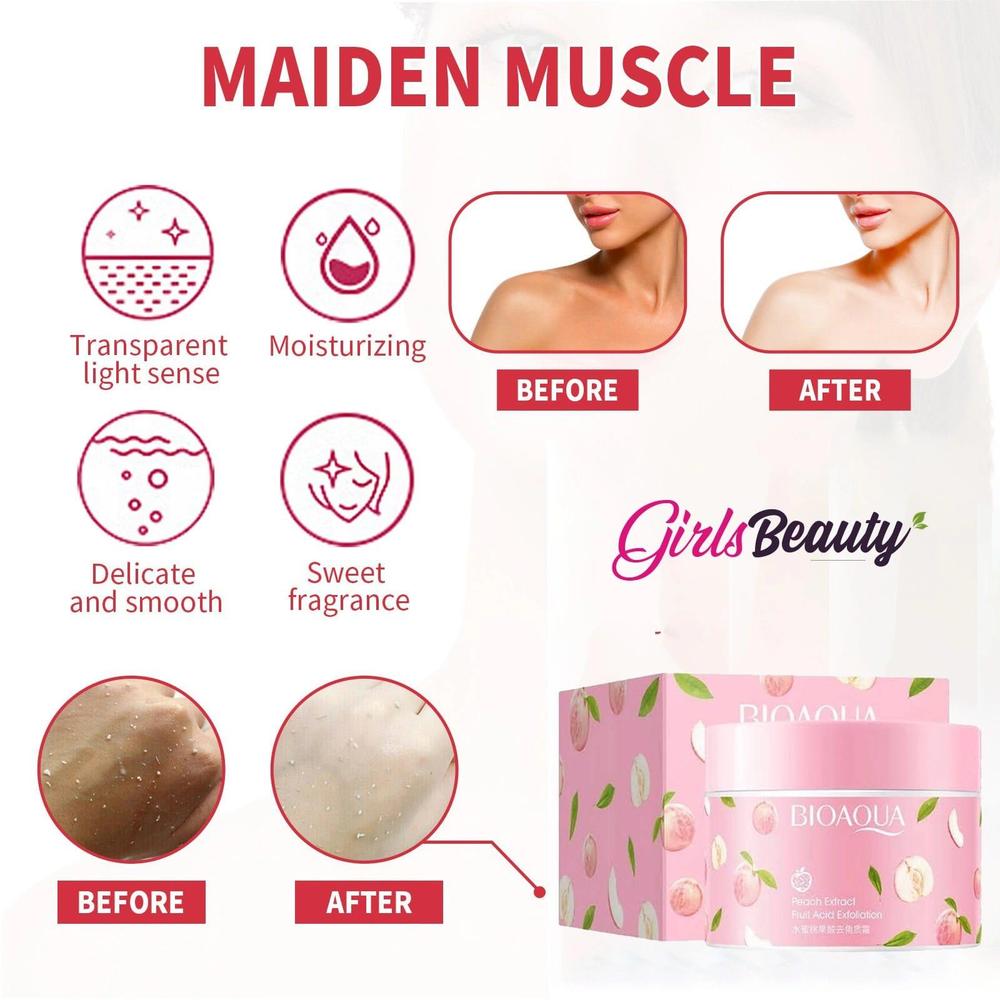 BIOAQUA Peach Whitening Brightening Moisturizer Exfoliating Facial Scrub Gel with Peach Extract, Fruit Acid Exfoliating Peeling Cream Gel 140g