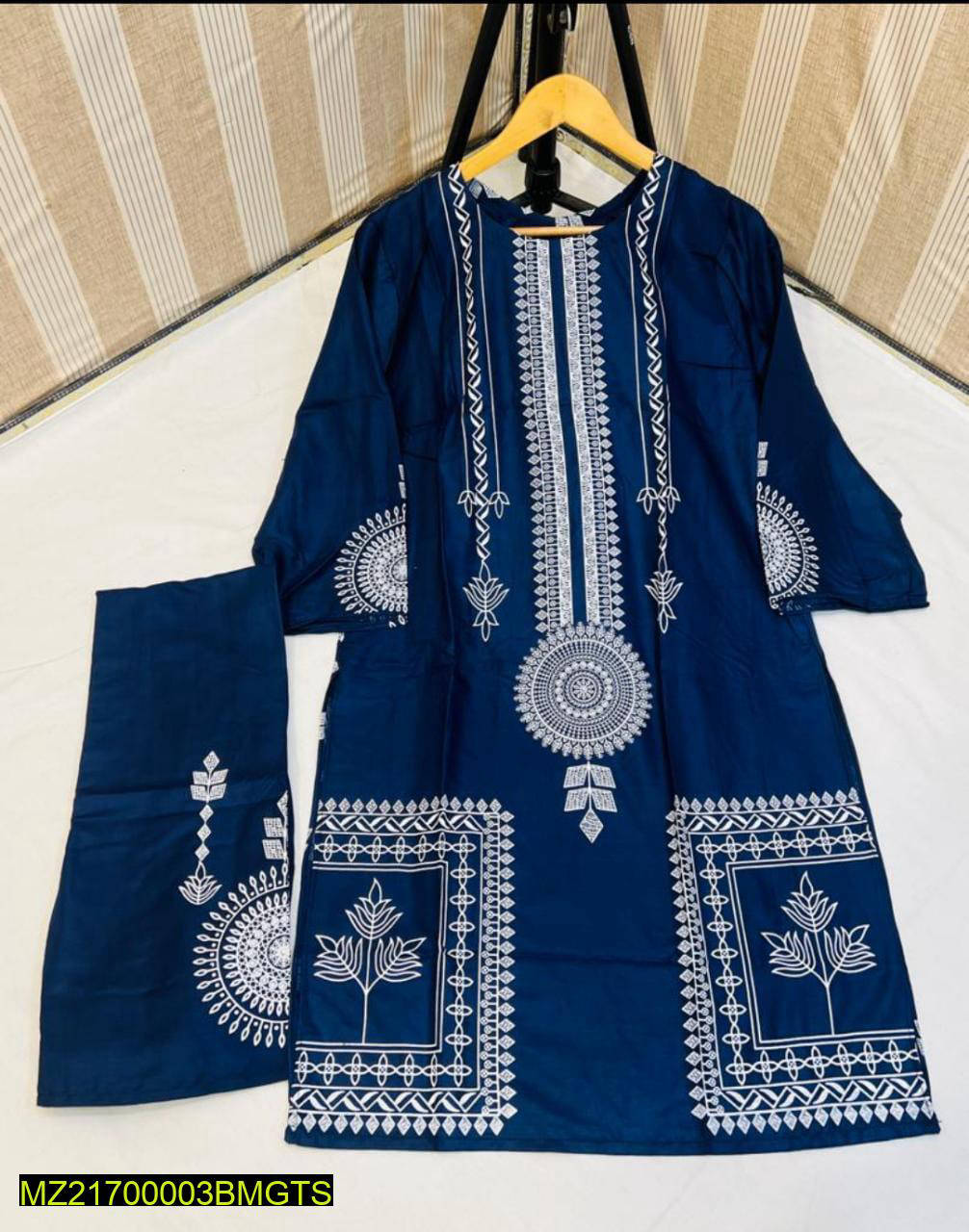 2Psc Woman's stitched Linen Block Printed