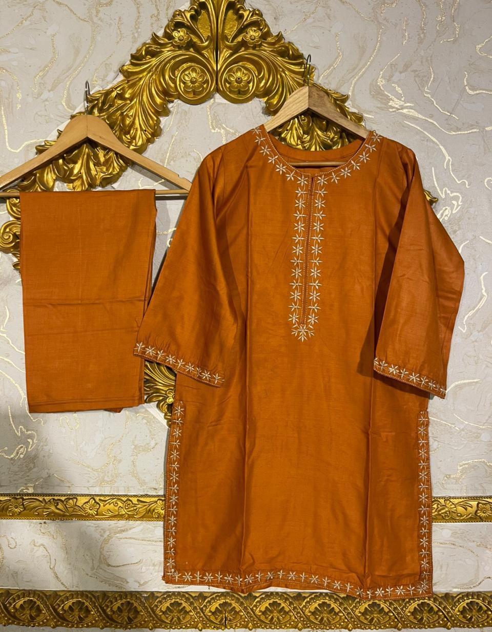 woman's Linen Embroidered Shirt And Trouser _2Pcs