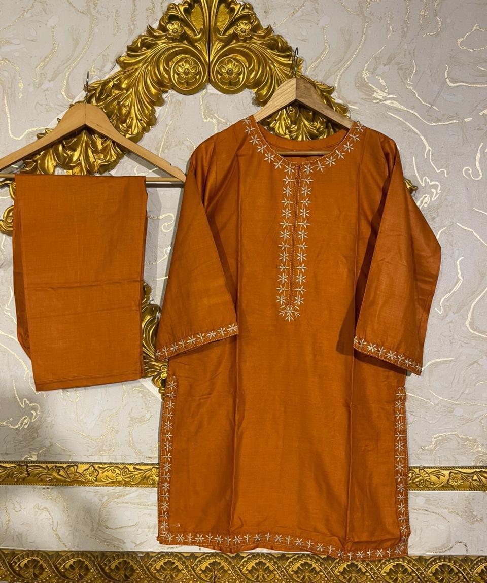 woman's Linen Embroidered Shirt And Trouser _2Pcs