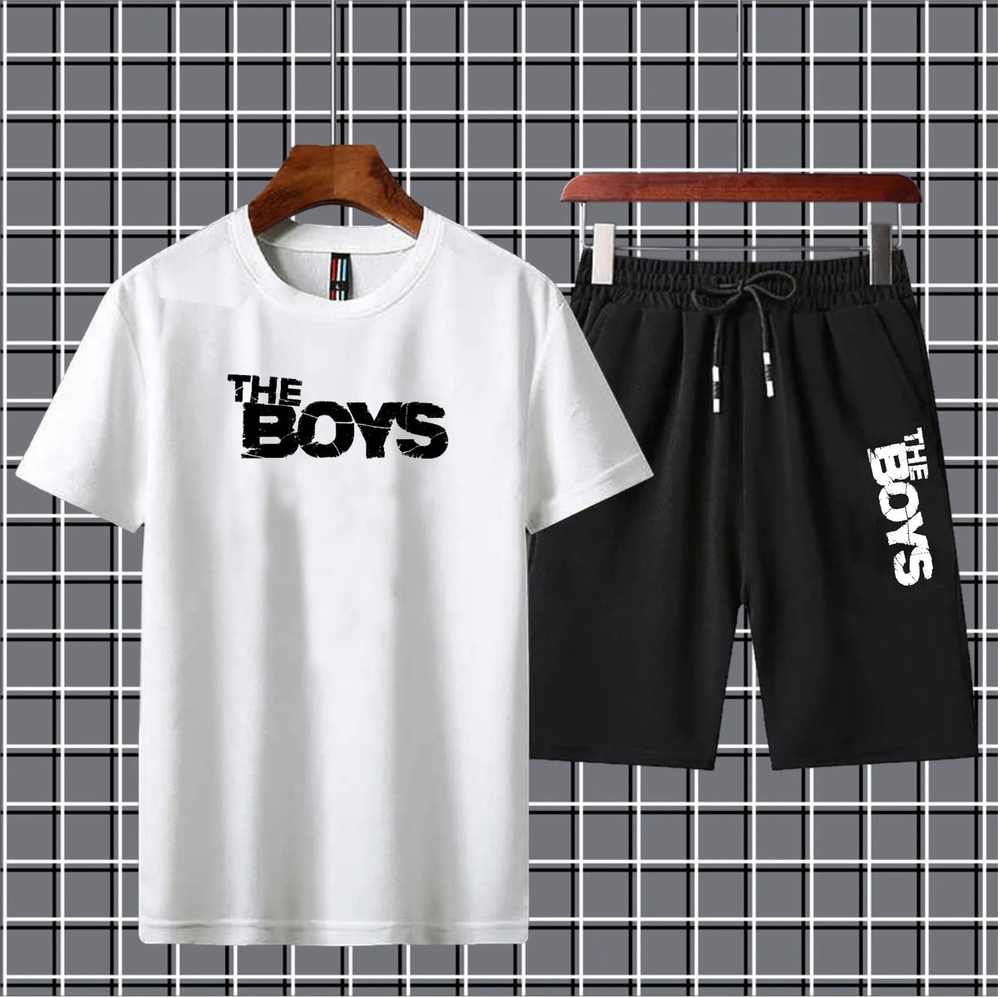 Black new arrival 2 pc summer short tracksuit for men and boys