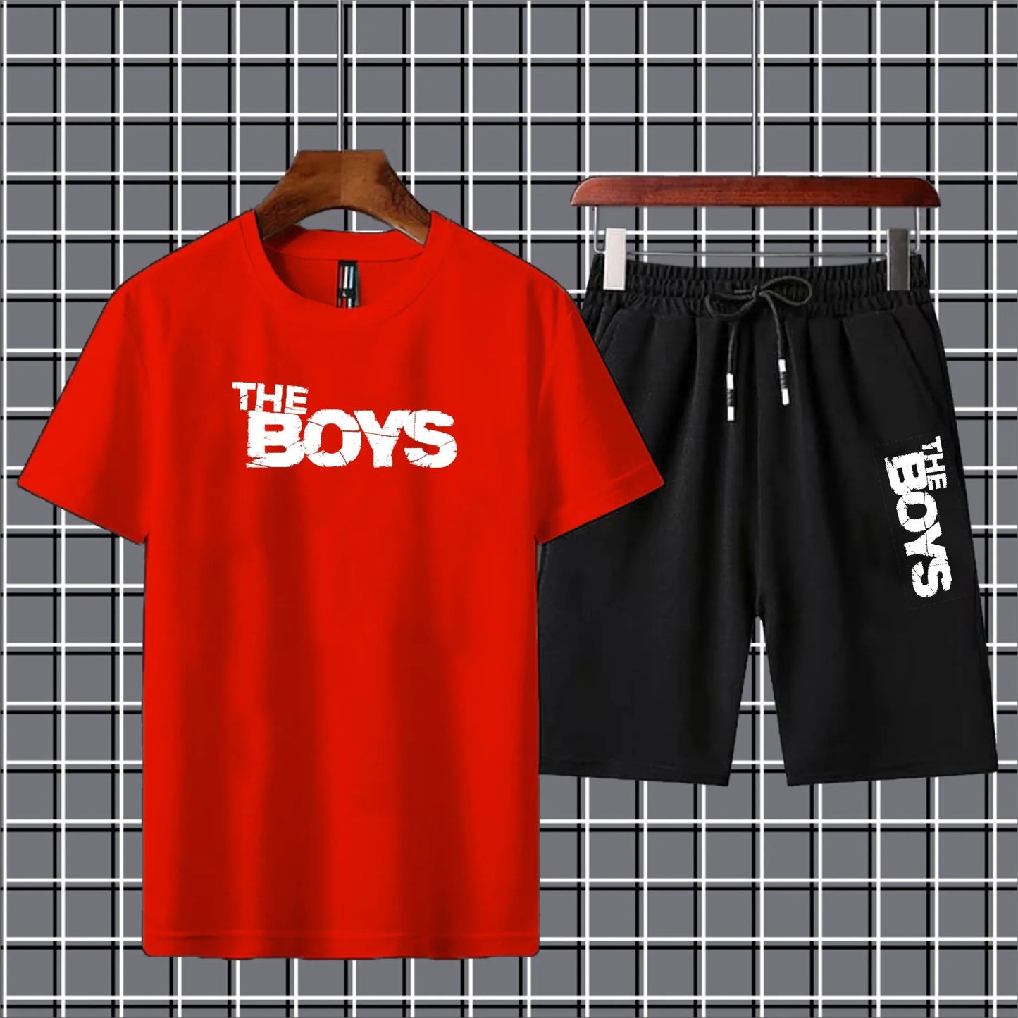 Black new arrival 2 pc summer short tracksuit for men and boys