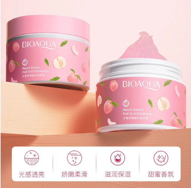BIOAQUA Peach Whitening Brightening Moisturizer Exfoliating Facial Scrub Gel with Peach Extract, Fruit Acid Exfoliating Peeling Cream Gel 140g