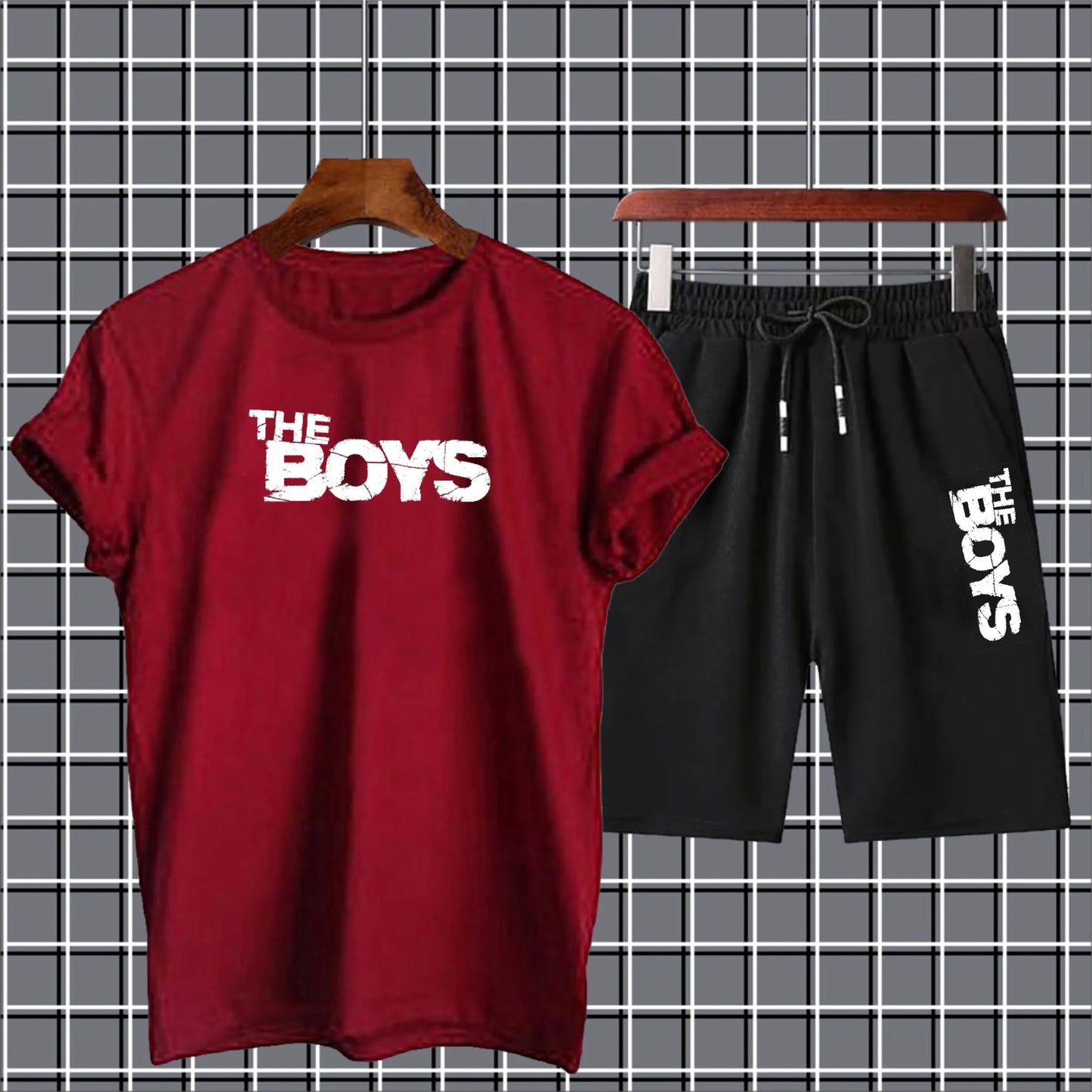 Black new arrival 2 pc summer short tracksuit for men and boys
