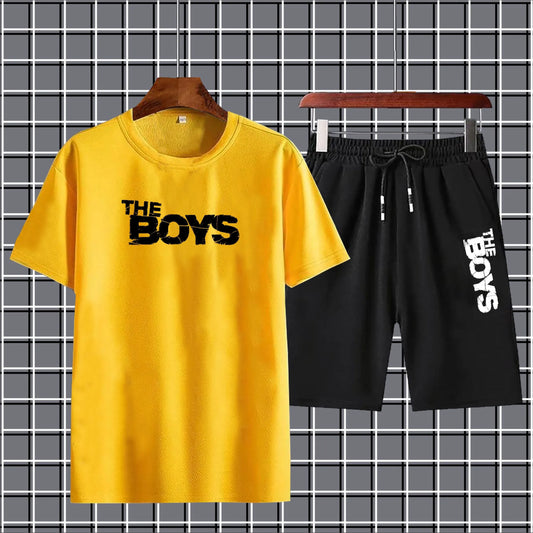 Black new arrival 2 pc summer short tracksuit for men and boys
