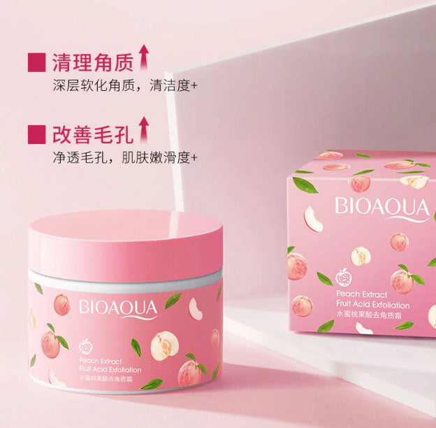BIOAQUA Peach Whitening Brightening Moisturizer Exfoliating Facial Scrub Gel with Peach Extract, Fruit Acid Exfoliating Peeling Cream Gel 140g