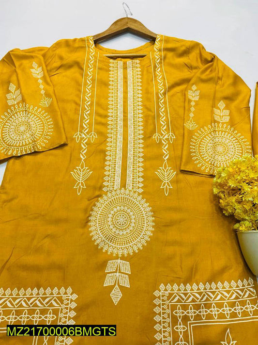 2Psc Woman's stitched Linen Block Printed