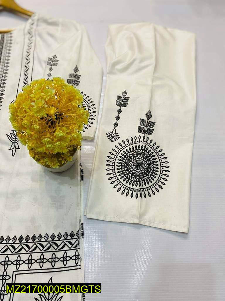 2Psc Woman's stitched Linen Block Printed
